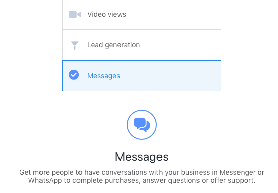 Facebook messenger ads messages-objective
