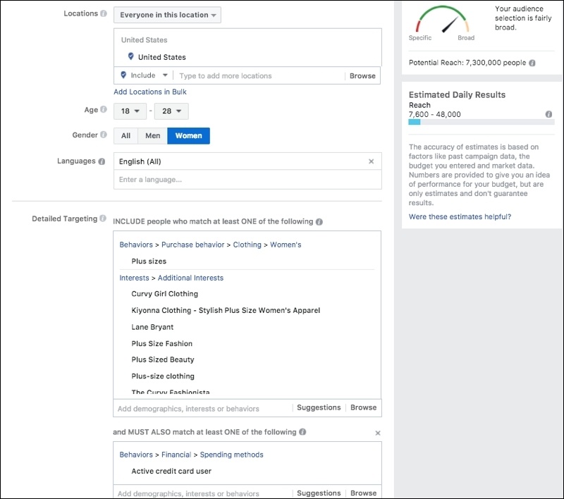 Ecommerce Client Audience - Plus Size