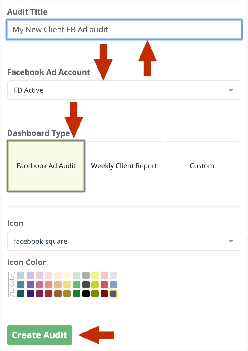 New Facebook Ad Audit Dashboard