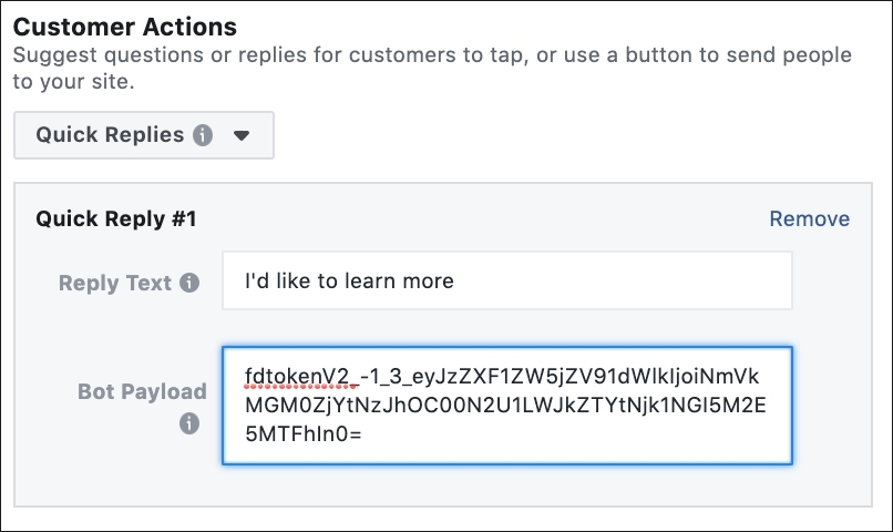 Facebook Messenger Ads Copy Code Quick Reply