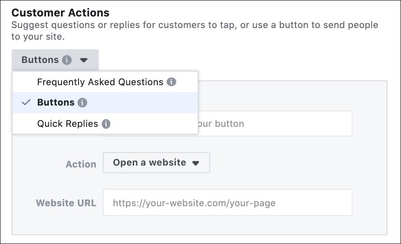 Facebook Messenger Ads Customer Actions